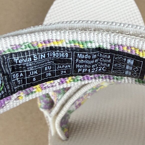 Teva Midform Universal Platform Sandals Womens 7 Cream Purple Green Casual - Picture 7 of 9